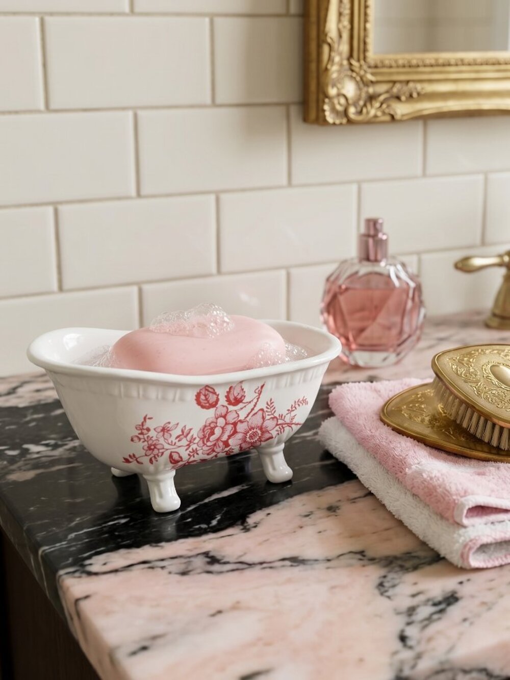 Vintage White Glazed Ceramic Clawfoot Bathtub Soap/Trinket Dish Made in England